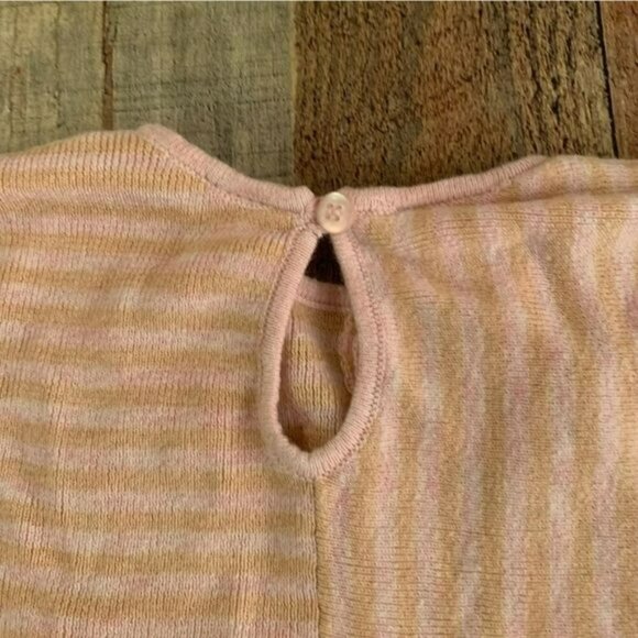 Zara girls pink striped long sleeve knit top with keyhole closure -3/4YR - Picture 7 of 7